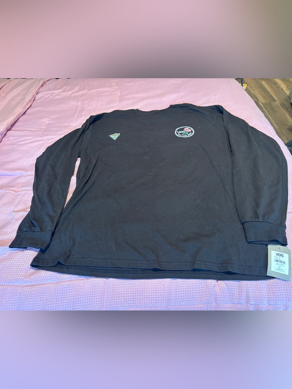 Vans Black Long-Sleeve Tee with Small Chest Logos
